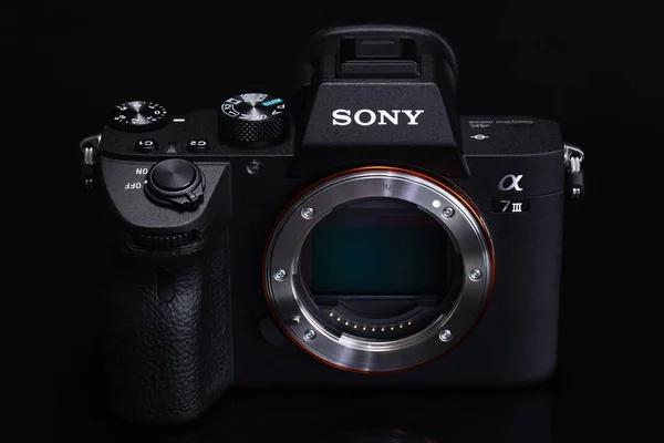 Varna Bulgarien Februari 2019 Bilden Sony Alpha A7Iii Mirrorless Digitalkamera — Stockfoto