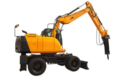 Kazıcı yükleyici veya buldozer - kırpma yolu ile beyaz arka plan üzerinde izole Ekskavatör