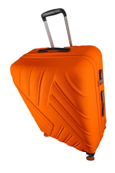 Valise orange isolée sur fond blanc, chemin de coupe . — Photo