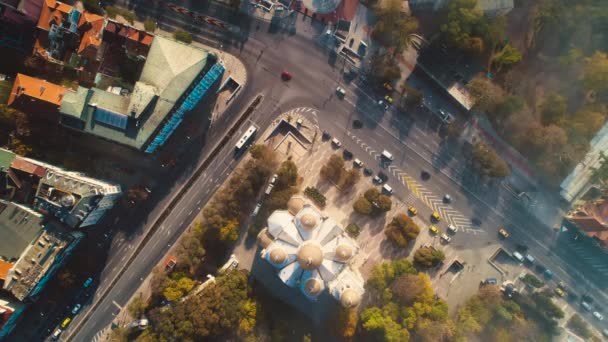 Centrum Města Varna Bulharsko Katedrála Nanebevzetí Panny Marie Letecké Dron — Stock video