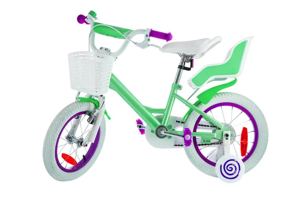 Biciclete pentru copii cu cale de tăiere izolată pe fundal alb — Fotografie, imagine de stoc