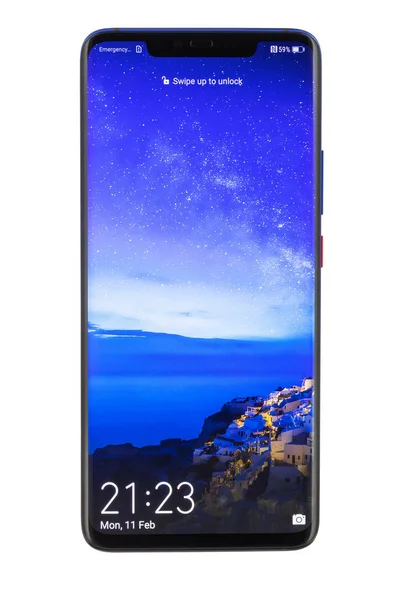 HUAWEI Mate 20 Pro Twilight smartphone isolado em fundo branco — Fotografia de Stock