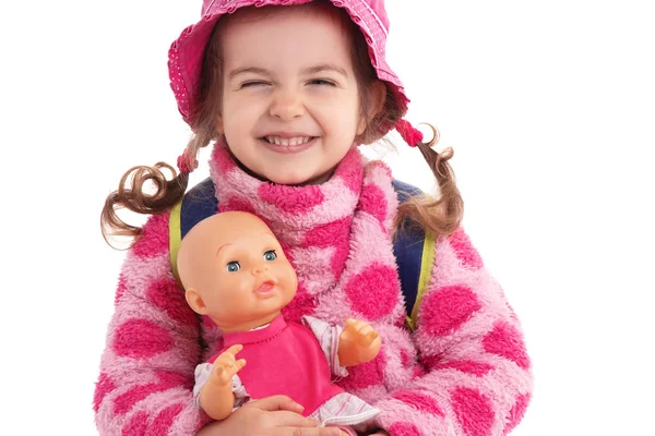 Porträt eines schön lächelnden Kindes auf weißem Hintergrund — Stockfoto