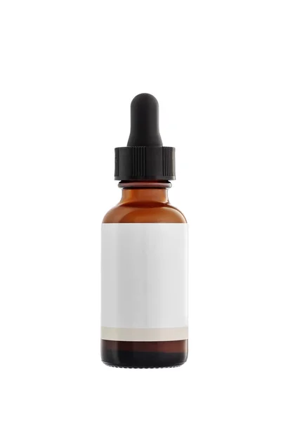Frasco de gotero de aceite esencial de aromaterapia, fondo blanco aislado — Foto de Stock