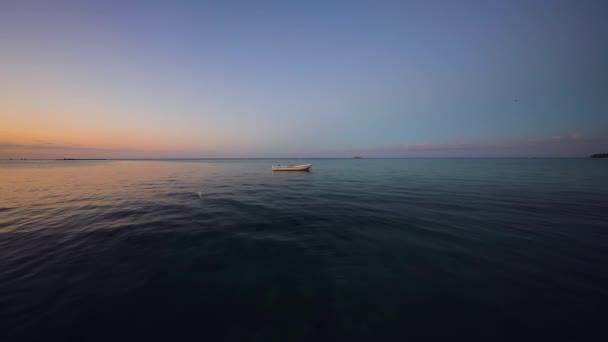 カリブ海の島のエキゾチックなビーチの上に美しい日の出 青空下の熱帯海の波 — ストック動画