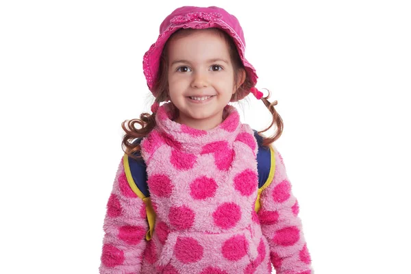 Retrato de un hermoso niño sonriente sobre un fondo blanco — Foto de Stock