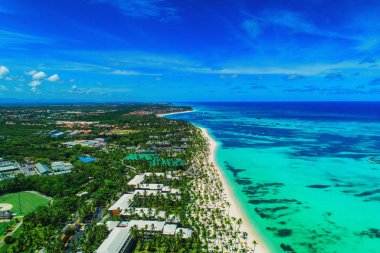 Aerial view of Punta Cana beach resort, Dominican Republic. Exotic island. clipart