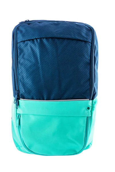 Modrý batoh izolovaných na bílém pozadí — Stock fotografie