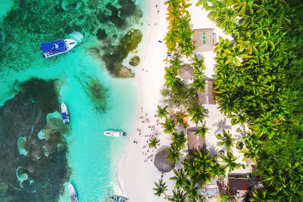 Vista aérea de la playa tropical. Isla Saona, República Dominicana — Foto de Stock