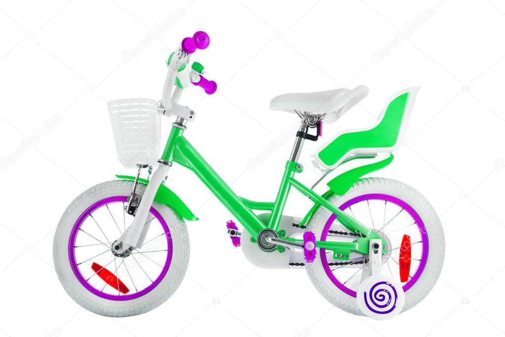 Bicycle for kids with clipping path isolated on white background