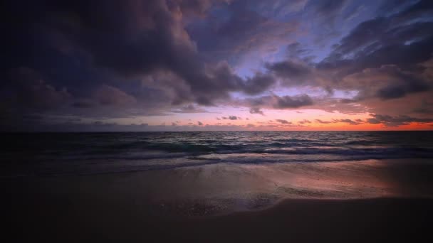 Tropisches Meer Sonnenaufgang Und Paradies Karibik Insel Dominikanische Republik — Stockvideo