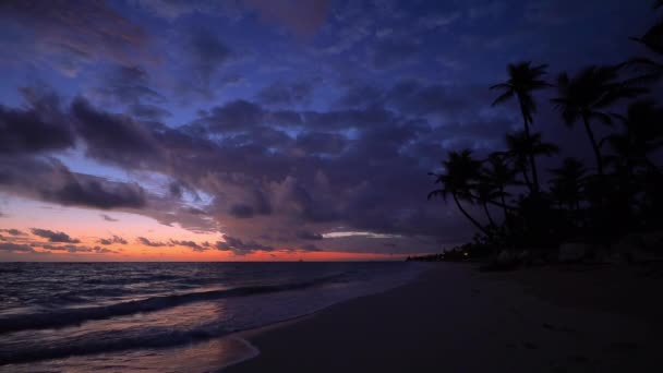 Sea Sunrise Tropická Pláž Karibském Ostrově Punta Cana Dominikánská Republika — Stock video