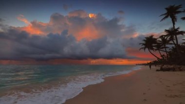 Cennet tropikal ada plaj Manzara. Punta Cana, Dominik Cumhuriyeti