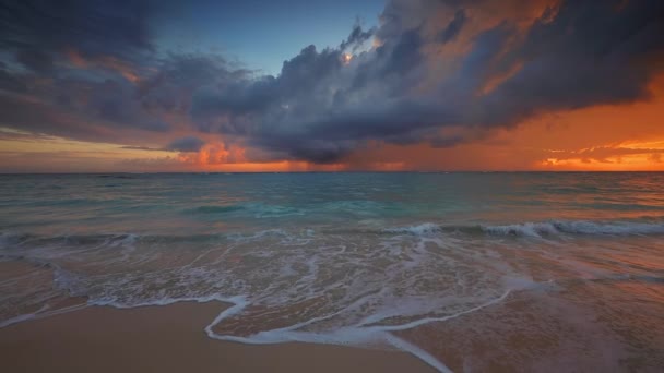 Meer Sonnenaufgang Tropischer Strand Und Karibik Insel — Stockvideo