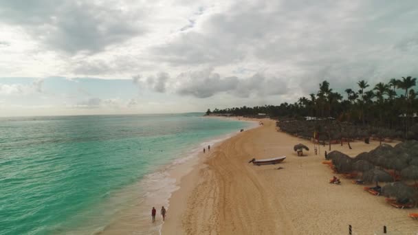 Тропічний Острів Домініканської Республіки Екзотичний Пляж Пунта Кана Пальмами Концепція — стокове відео
