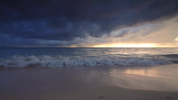 Dramatic Sunrise Tropical Beach Caribbean Sea Dominican Republic — Stock Video