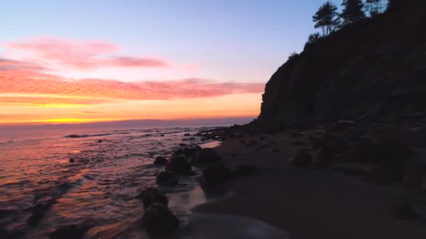 Playa Amanecer Olas Bailando Arena — Vídeo de stock