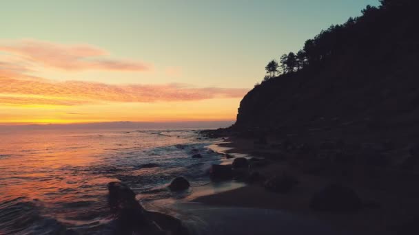 Lever Soleil Vagues Ondulées Côtes Détendues — Video