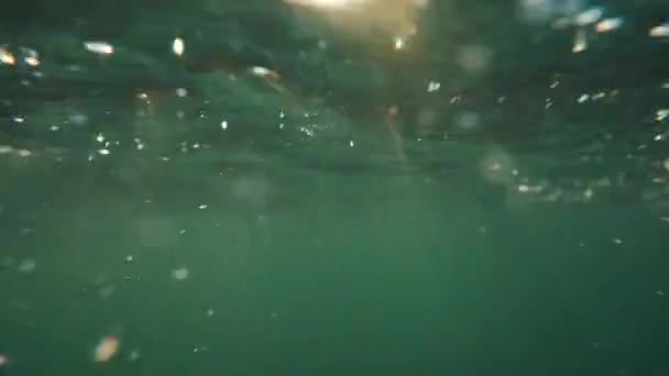 Underwater Sea Waves Sunrays Shining Water — Stock Video