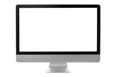 Siyah ekranlı bilgisayar monitörü beyaz arkaplanda izole edildi 