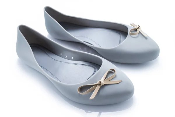Grey female shoes ballerina — Stock Photo, Image