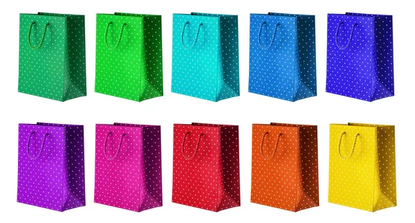 Bolsas de papel de color sobre fondo blanco — Foto de Stock