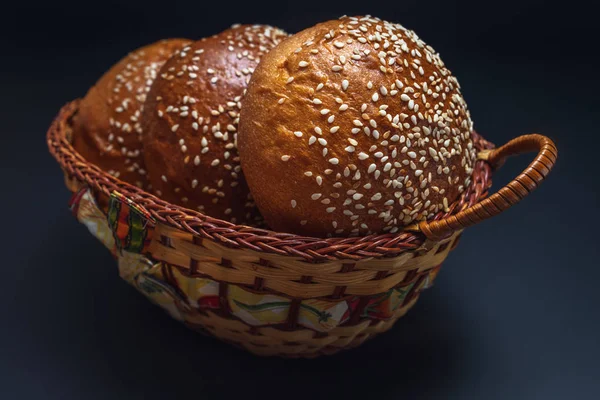 Homemade sourdough bread. Milky Burger small buns isolated