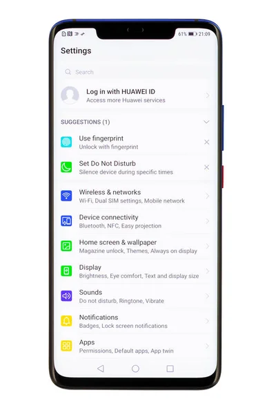 Huawei Mate 20 Pro Twilight smartphone izolowane na białym tle — Zdjęcie stockowe