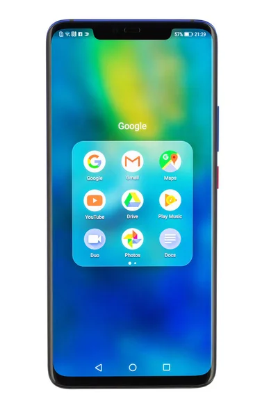 Huawei Mate 20 Pro Twilight smartphone isolerad på vit bakgrund — Stockfoto