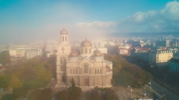 Varna Sunrise Aerial View Cathedral Assumption Beautiful City Summer — Stock Video
