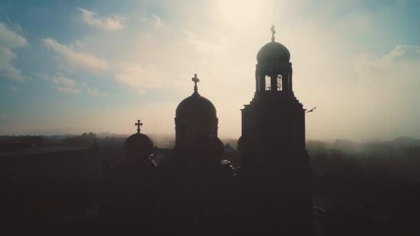 Vista Aérea Mañana Catedral Asunción Varna Bulgaria Hermosa Ciudad Por — Vídeos de Stock