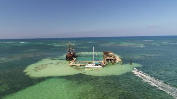 Vista Aerea Del Mare Della Barriera Corallina Caraibica Punta Cana — Video Stock