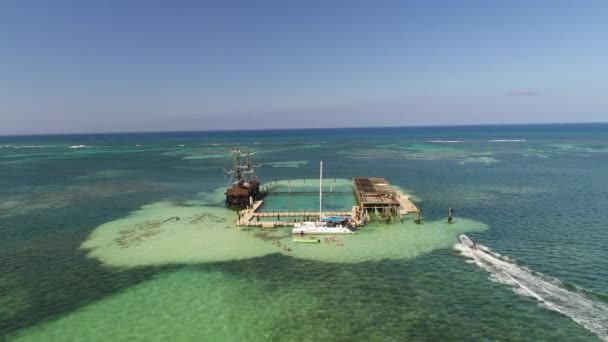 Vista Aérea Del Mar Arrecife Caribeño Punta Cana República Dominicana — Vídeo de stock