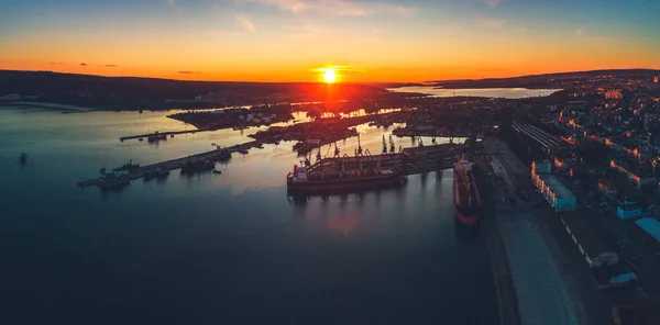 Widok Port Morski Strefy Przemysłowej Portu Varna Bułgarii — Zdjęcie stockowe