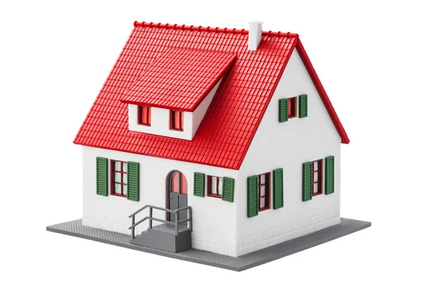 Miniaturhaus Isoliert Auf Weißem Hintergrund Mit Schneideweg Immobilien Einfamilienhaus Zum — Stockfoto