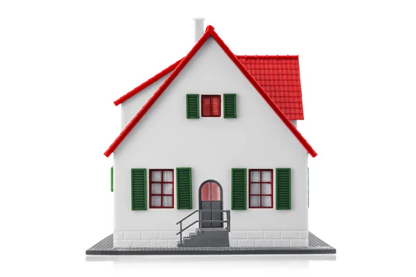 Casa Miniatura Aislada Sobre Fondo Blanco Con Camino Recorte Inmobiliaria — Foto de Stock