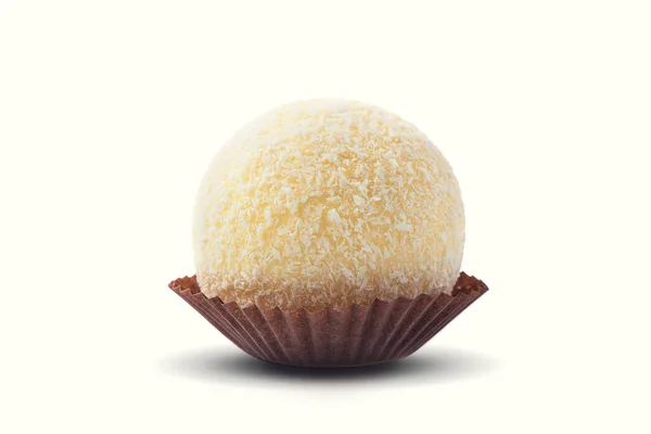Big Coconut Candy Cake Bal Met Witte Chocolade Topping Een — Stockfoto