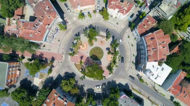 Cityscape Varně Bulharsko Letecký Pohled Kruhovou Ulici Šiškovský Zahradní Park — Stock video