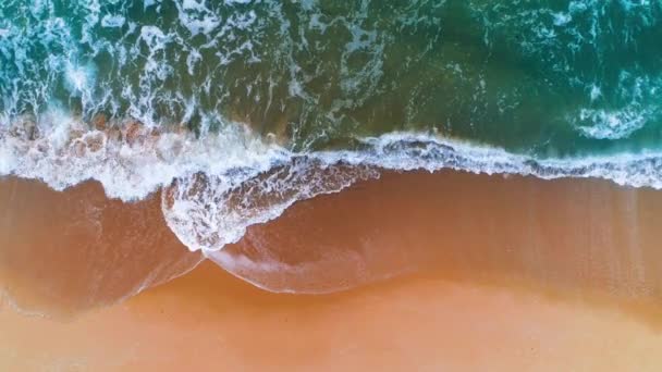 Uitzicht Vanuit Lucht Zee Golven Zand Strand — Stockvideo