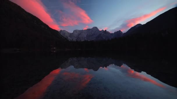 Morgonutsikt Över Lago Antorno Dolomiter Lake Bergslandskap Med Alperna Topp — Stockvideo