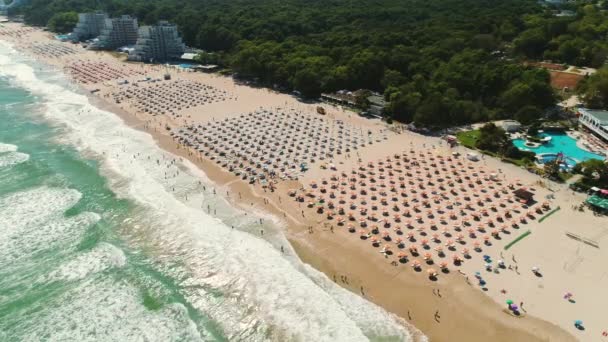 Vista Aérea Del Balneario Golden Sands Zlatni Piasaci Cerca Varna — Vídeos de Stock