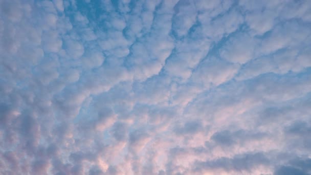 Blue Sunrise Sky Many Fluffy Clouds Nature Background — Stock Video