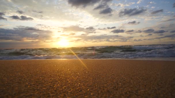 Zee Zonsopgang Boven Tropische Exotische Strand Kust — Stockvideo