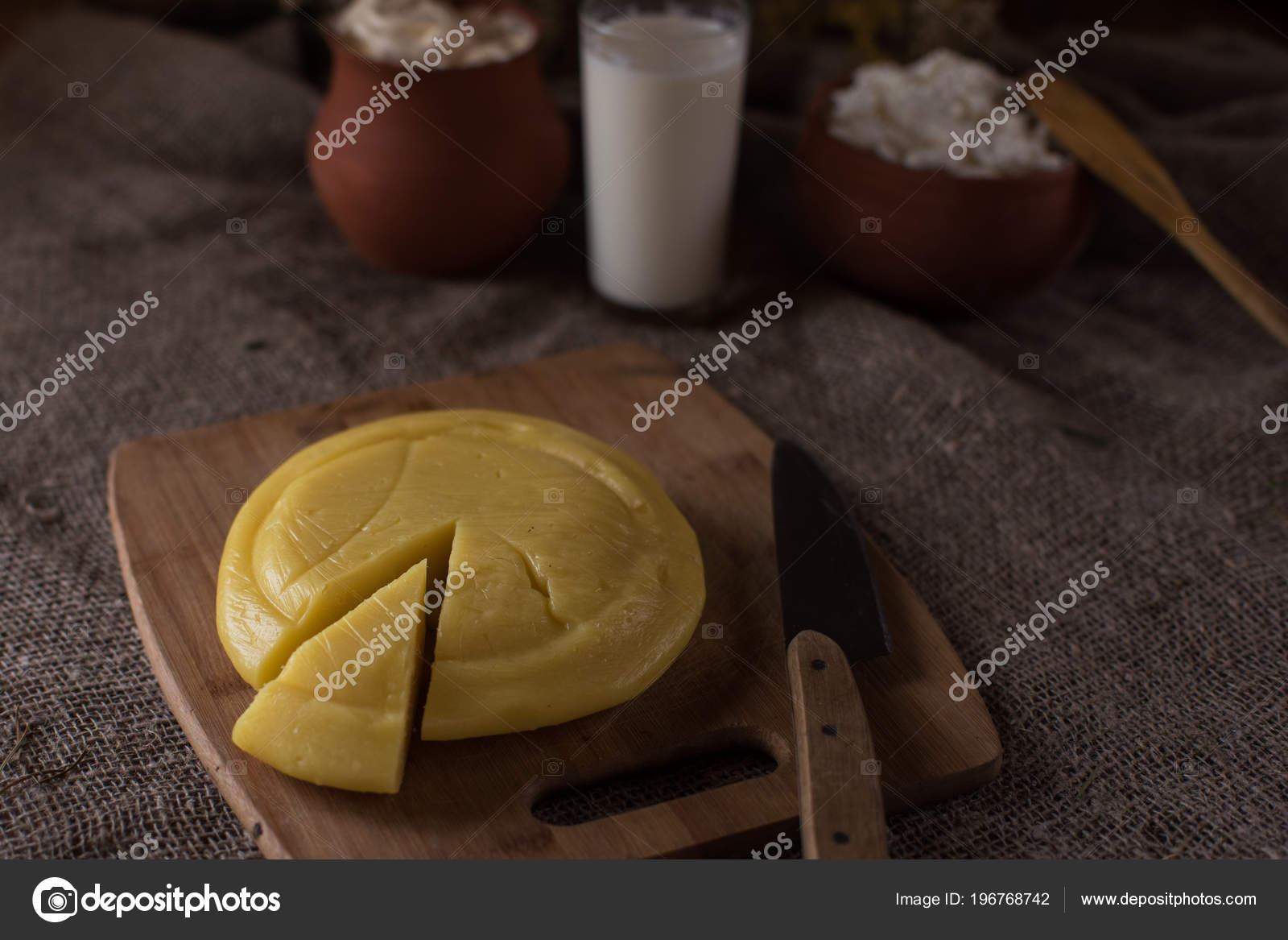 Organic Milk Cottage Cheese And Cream Stock Photo C Olinchuk