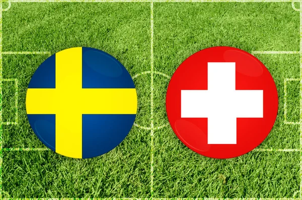 Sverige vs Schweiz fotbollsmatch — Stockfoto