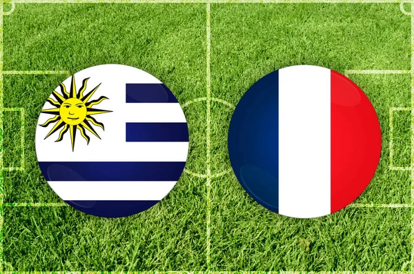 Uruguai vs França jogo de futebol — Fotografia de Stock