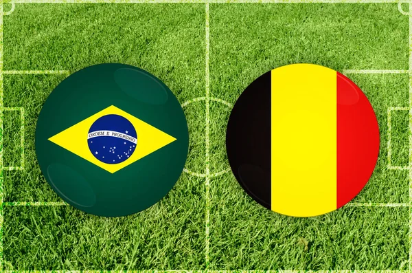 Brazil vs Belgium football match — Stock Photo, Image