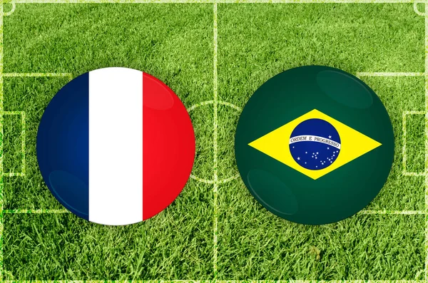 Francia vs Brasil partido de fútbol — Foto de Stock