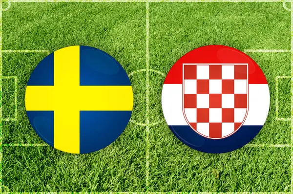 Sverige vs Kroatien fotbollsmatch — Stockfoto