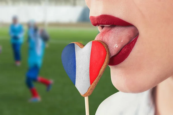 Lábios e biscoitos com bandeira — Fotografia de Stock